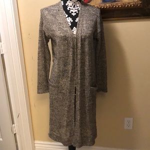 🤎gibson neutral knit duster with pockets, side split hem